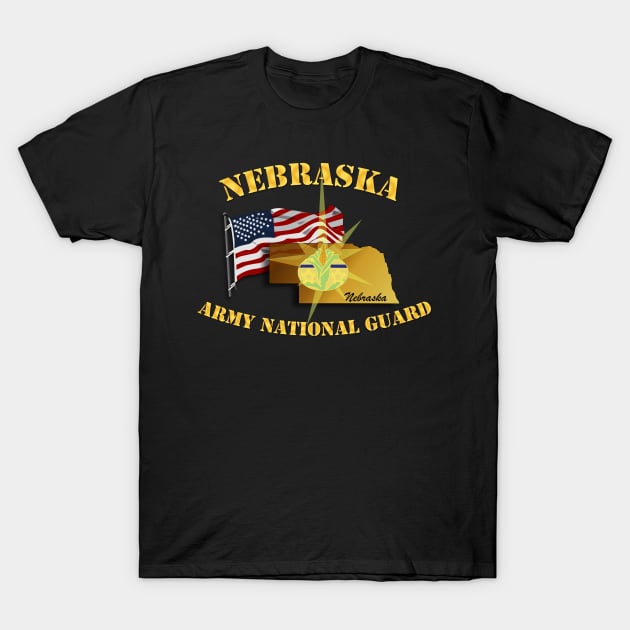 Nebraska - ARNG w Flag T-Shirt by twix123844